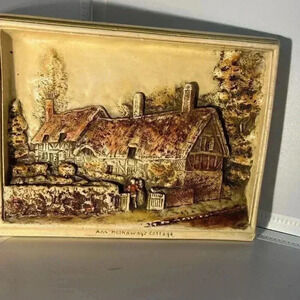 Vtg Osborne Ivorex Hanging Wall Plaque Ann Hathaways Cottage Shottery 3D Rustic